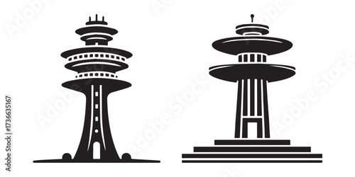 Modern Minimalist Building Tower Icon, Flat Silhouette of a City Architecture Vector for Urban Illustration Design