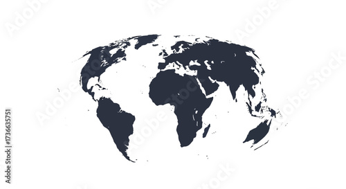 Global map representation showing continents and oceans in a stylized dark blue and white design ideal for educational and informational purposes showcasing worldwide connections and geography