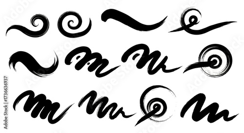 A Collection of Freehand Brushstroke Elements Decorative Swirls and Lines for Artistic Designs