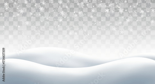 Falling Snowflakes Gently Descend Onto Rolling White Snowy Hills Under A Hazy Sky Creating A Peaceful Winter Wonderland Scene