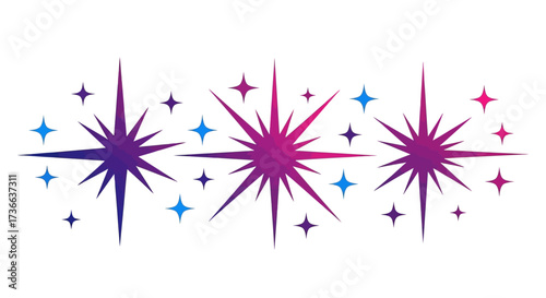 Sparkling Geometric Starbursts with Graduated Color Palettes Create a Festive and Vibrant Display