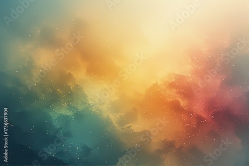 Dreamy abstract sky blending warm gold, orange, and cool teal hues — evoking sunset magic, cosmic wonder, or emotional depth with soft, painterly texture.