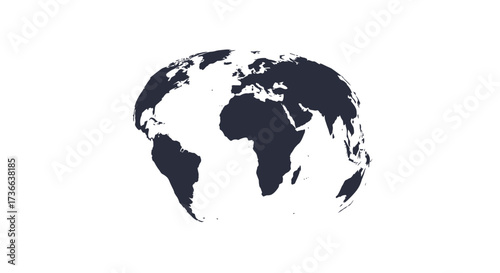 A Darkly Colored Abstract Representation of the Planet Earth from Space with Continents Clearly Visible on a White Background