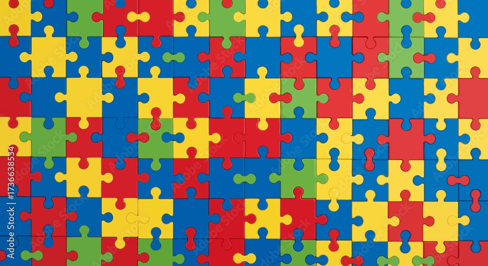 Fototapeta premium Colorful Jigsaw Puzzle Pieces Interlocking Seamlessly in a Vibrant Abstract Pattern Demonstrating Unity and Connection
