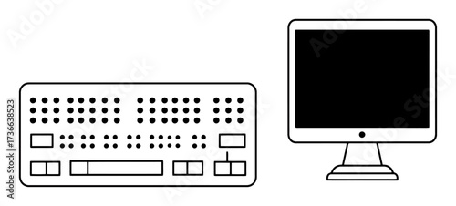 Braille Keyboard and Screen Reader Vector Illustration