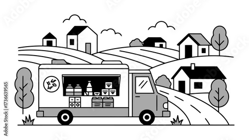 Mobile Food Pantry Vector Illustration