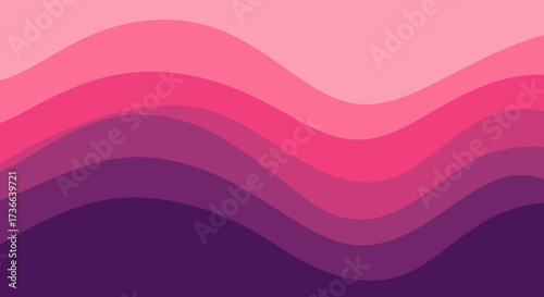 Abstract Wavy Layers of Pink and Purple Colors Flowing Smoothly Creating a Beautiful Gradient Effect