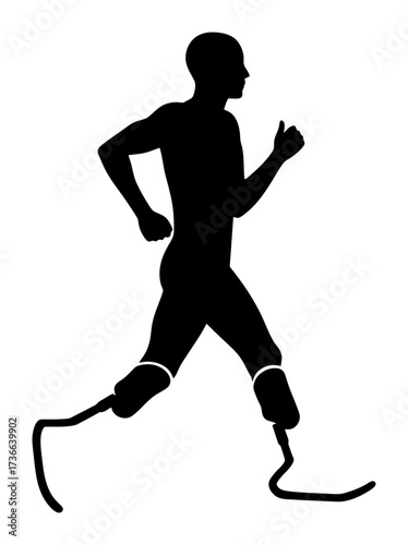 Prosthetic Leg Runner in Race - Minimalist Vector Design