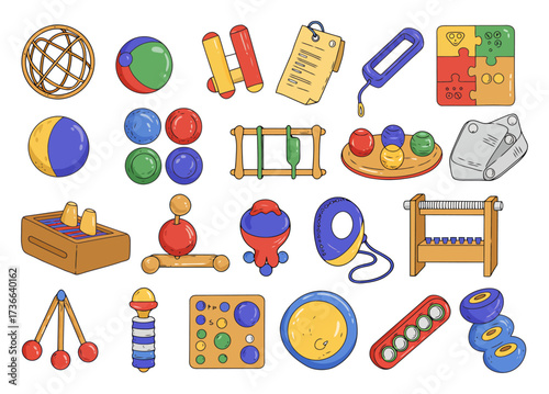 Autism Sensory Learning Tools Vector. Minimalist Design for Special Education
