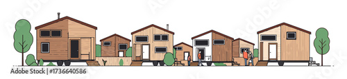 Tiny House Village: Minimalist Vector Design for Homeless Housing