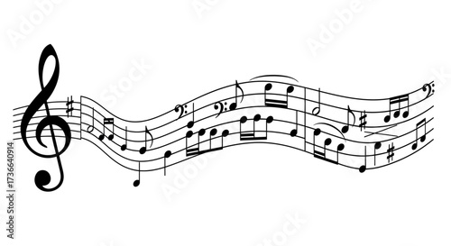 An Intricate Melody Flowing Gracefully Across the Staff Representing the Art of Music Composition