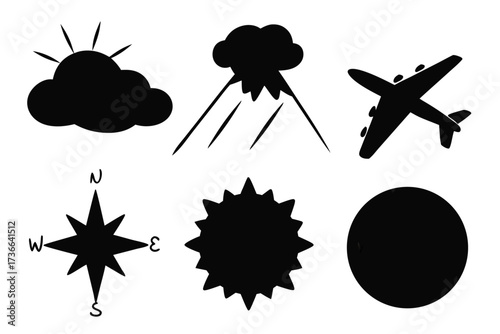 Minimalist high altitude sky icons set
