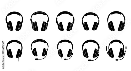 Collection of Various Headphone Designs Featuring Over Ear Styles and Integrated Microphones for Diverse Audio Needs