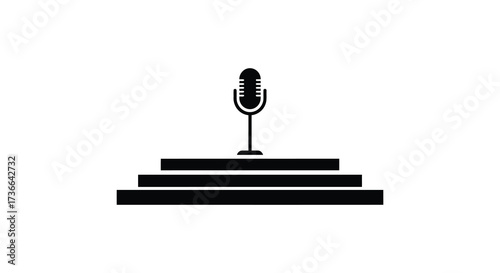 Retro microphone on stage podium for performance announcement speech and live music