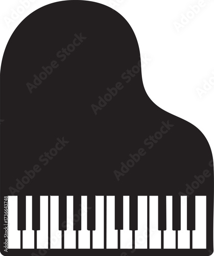 Grand Piano Top View silhouette vector Illustration