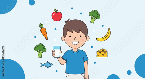 Child With Food Choices Depicting Healthy Eating And Delicious Nutritional Lifestyle