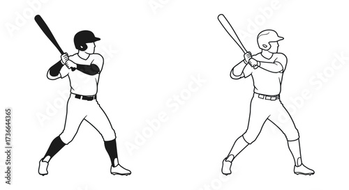 Baseball players in action a depiction of batting stances and swings