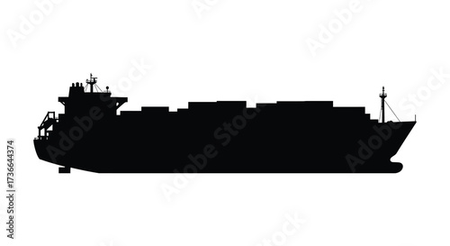 Cargo ship silhouette maritime transportation logistics industrial vessel freighter ocean sea travel