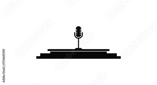 Classic microphone on stage podium ready for performance or presentation speak clearly