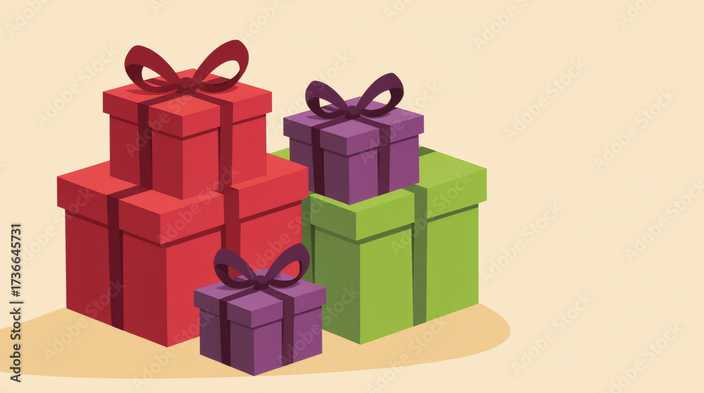 Fototapeta premium Colorful wrapped gifts arranged together for a festive celebration or special occasion