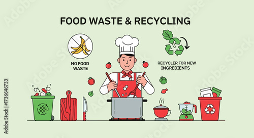 Creative Chef Cooking and Recycling for a Sustainable Way of Life