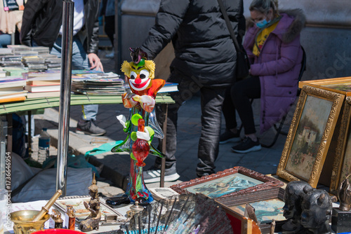 Cityscape at the Rastro de Madrid (Madrid Fleamarket), Spain