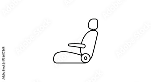 Simple black and white line drawing of a vehicle seat design