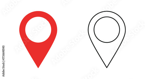 Red and black outline map marker icons for location pinpointing