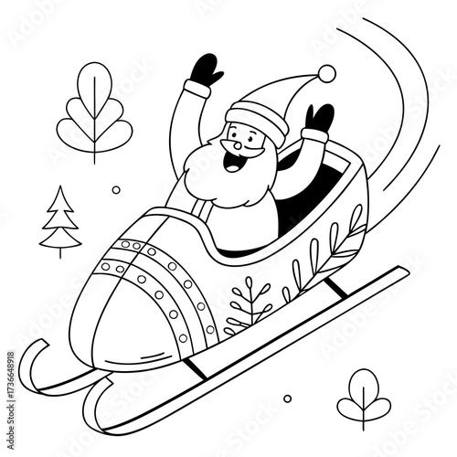 santa claus on a bobsleigh