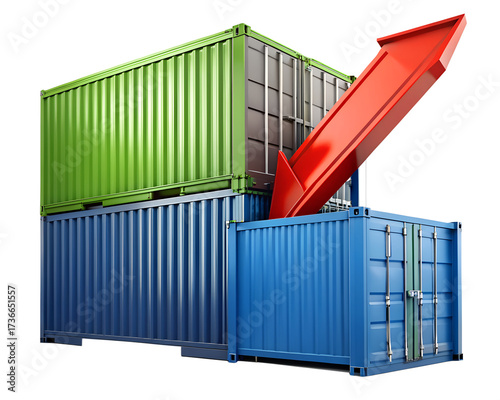 cargo containers isolated on white