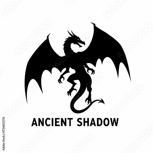 Silhouette Intricate Dragon Ancient Shadow Mythical Creature Graphic Illustration