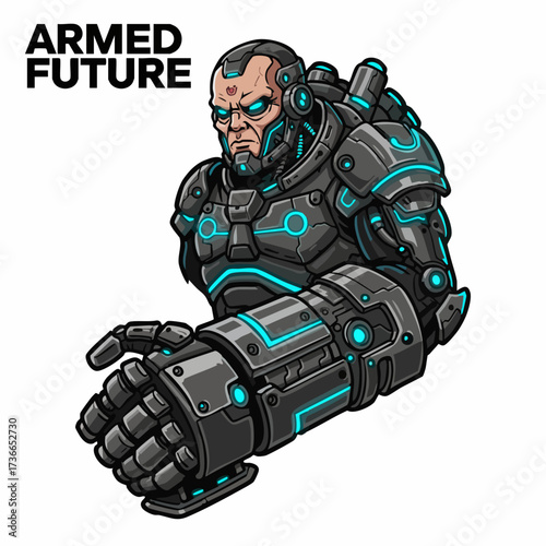 Detailed Pixel Art Armored Cyberpunk Character Ready for Futuristic Action Illustration