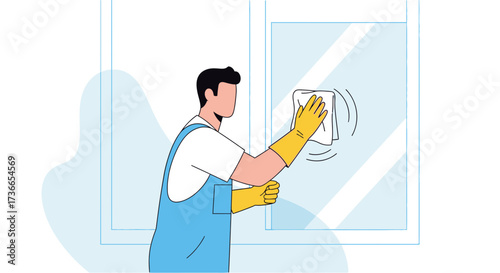 Dedicated Professional Cleans Window Glass With Precision, Promoting a Clean Environment or Space