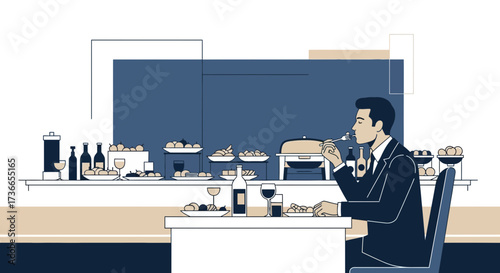 Elegant Dining Experience: A Formal Dinner with Gourmet Cuisine and Fine Beverages Served