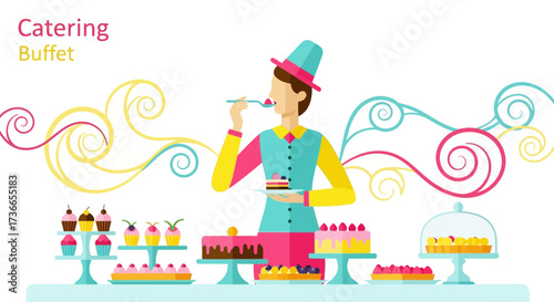 Delightful Catering Buffet: Featuring Sweet Treats, Cakes, and Festive Dessert Presentation