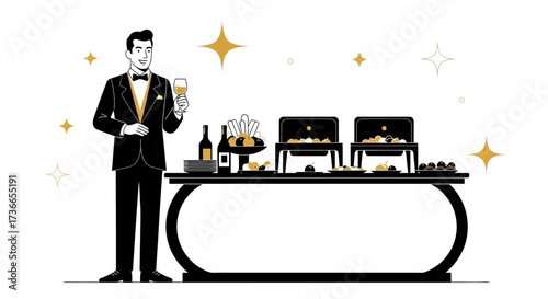 Elegant Event Catering: A Sophisticated Celebration Design With a Dapper Attendee