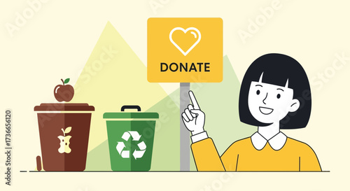 Encouraging Donations And Proper Recycling For A Sustainable Eco-Friendly Lifestyle Concept