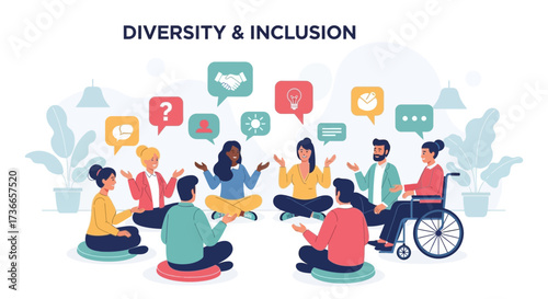 Diversity and Inclusion concept: People of different backgrounds collaborating together