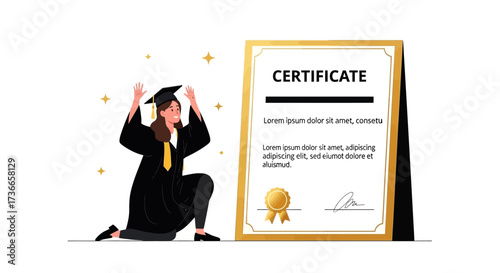 Excited Graduate Celebrates Academic Achievement With Certificate and Joyful Moment
