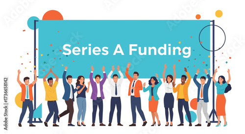 Excited Colleagues Celebrate Series A Funding Achievement With Joyful Upbeat Celebration Graphics