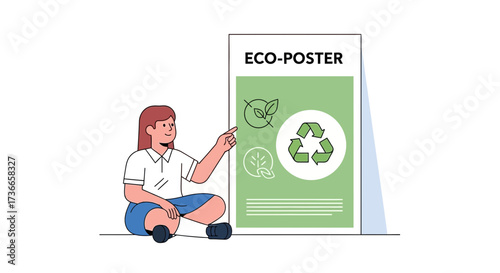 Eco-Conscious Presentation: Young Woman Showcasing An Eco-Friendly Poster For Sustainability