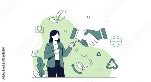 Eco-friendly business handshake concept for sustainable development and global collaboration