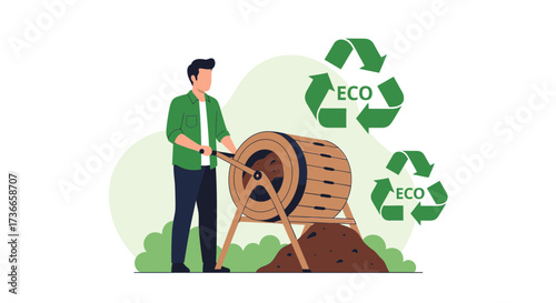 Eco-Friendly Person Composting Organic Waste, Embracing Sustainability for A Greener Earth