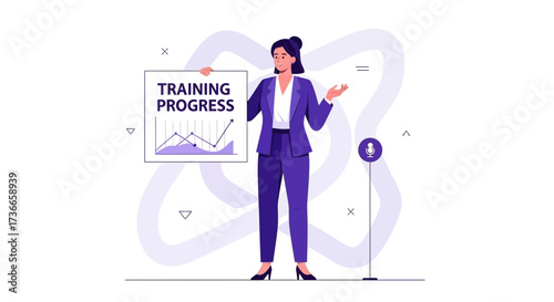 Educator Presenting Training Insights Graph For Strategic Advancement And Growth, No Comma