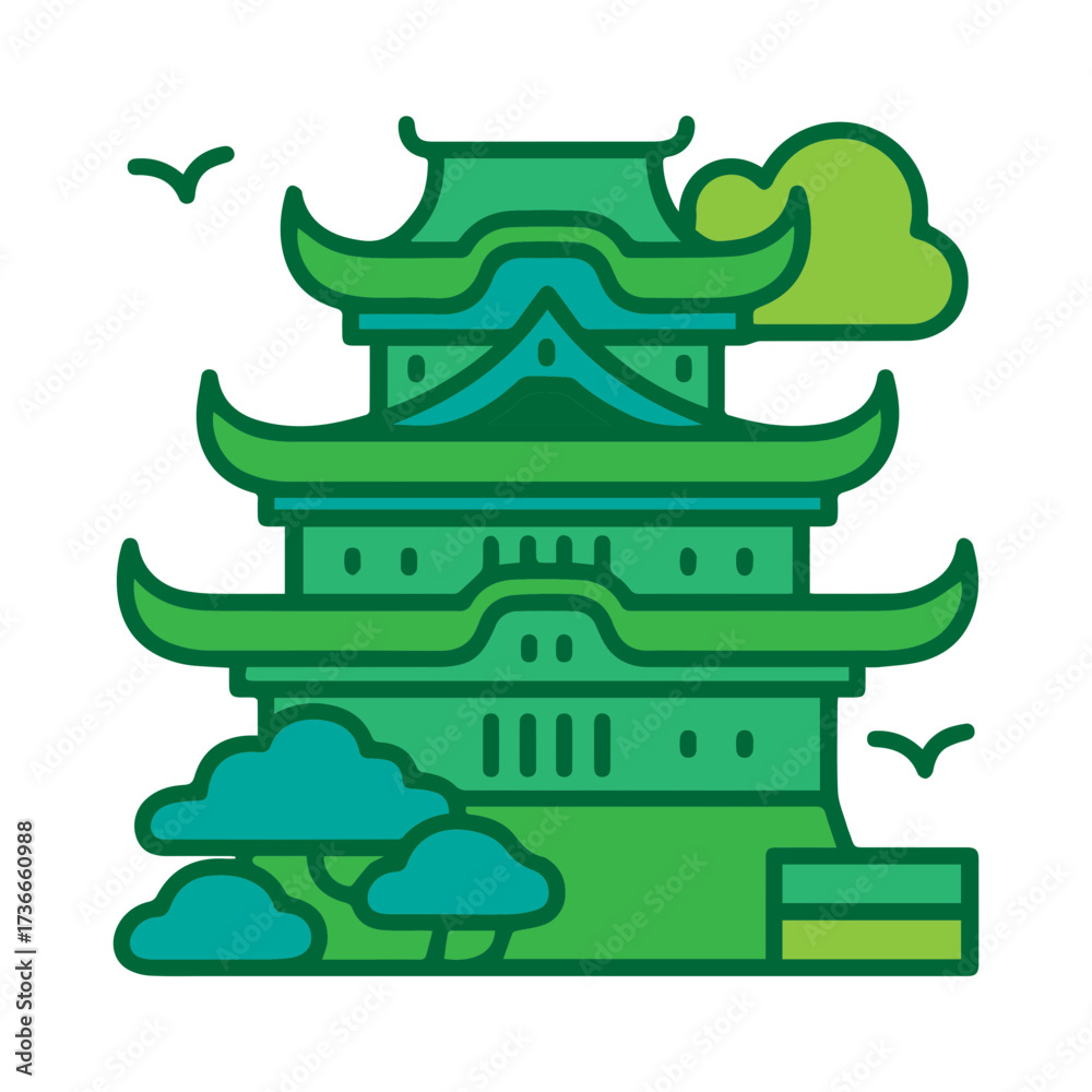 Fototapeta premium Green Japanese Castle
