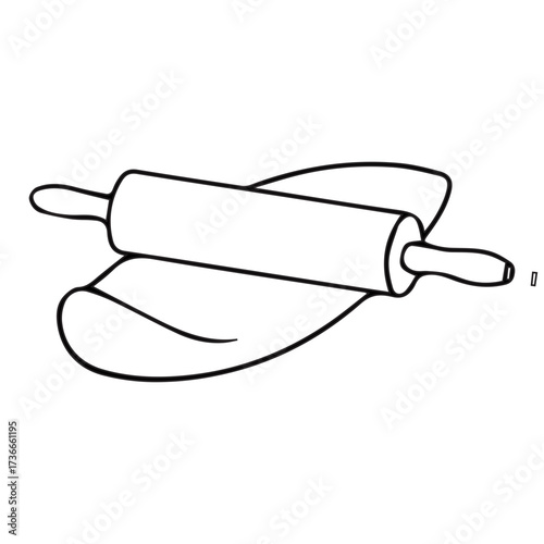 Rolling Pin and Dough Outline