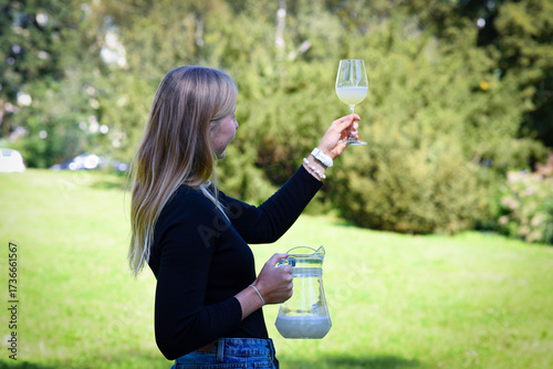 Traditional Czech low alcohol new young wine or 