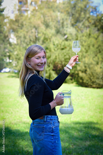 Traditional Czech low alcohol new young wine or 