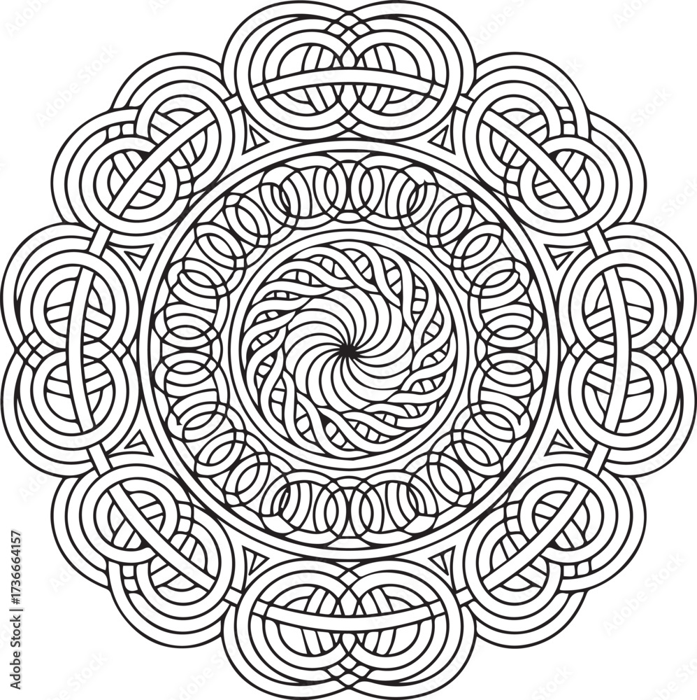 Fototapeta premium Intricate diwali line art rangoli mandala pattern festive traditional indian art