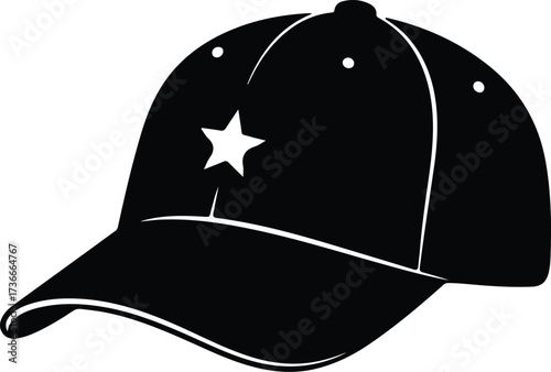Illustrator Vector Baseball cap with star logo on front silhouette